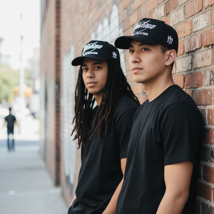 Two Filipino men wearing Yeshua snapbacks with clear front logo
